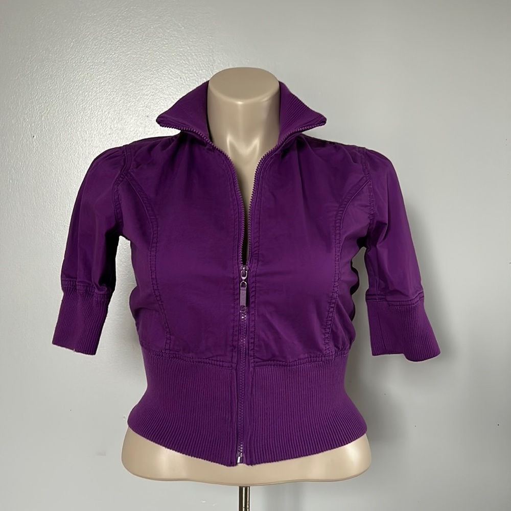 Ashley by 26 International Purple Short Sleeve Bomber Jacket Sz L